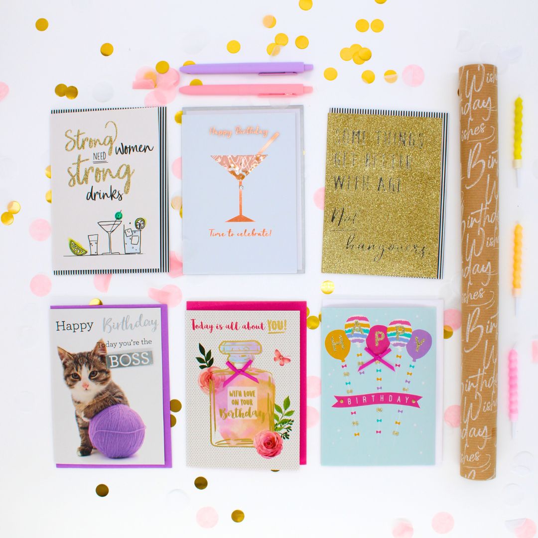 CARD 'N' MIX Fizz & Fab Assortment 6 Card Potluck Pick Cards for Birthdays
