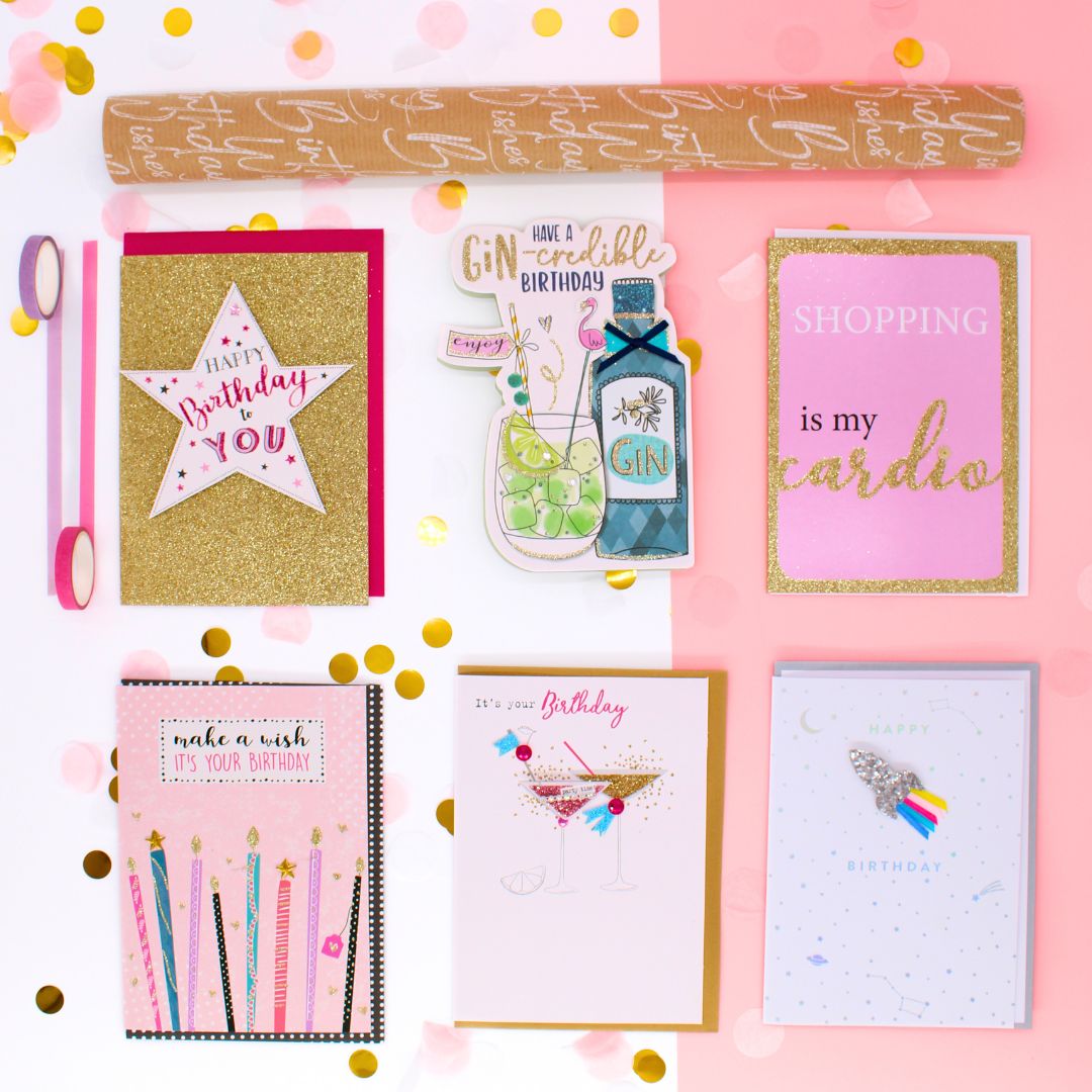 CARD 'N' MIX Fizz & Fab Assortment 6 Card Potluck Pick Cards for Birthdays