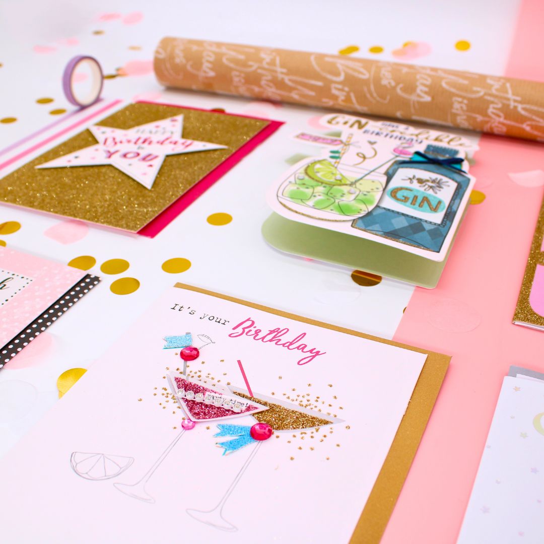 CARD 'N' MIX Fizz & Fab Assortment 6 Card Potluck Pick Cards for Birthdays