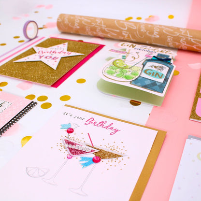 CARD 'N' MIX Fizz & Fab Assortment 6 Card Potluck Pick Cards for Birthdays