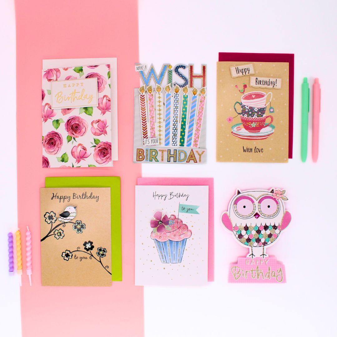 CARD 'N' MIX Lovely You Assortment 6 Card Potluck Pick Cards for Birthdays