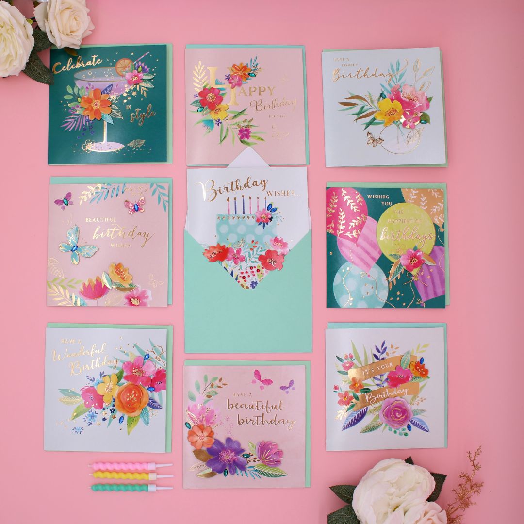 CARD 'N' MIX Primrose Assortment 6 Card Potluck Pick Cards for Birthdays