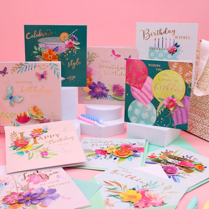 CARD 'N' MIX Primrose Assortment 6 Card Potluck Pick Cards for Birthdays
