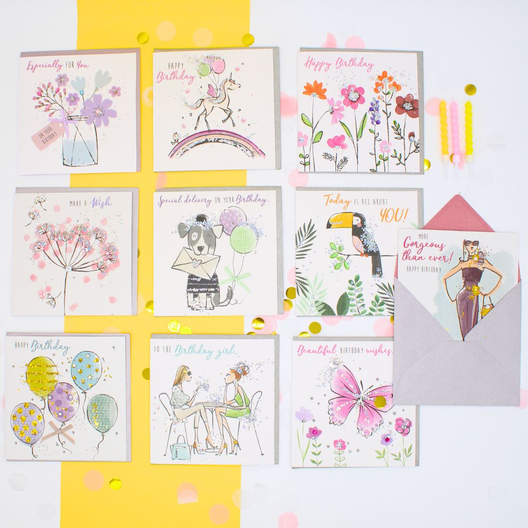 CARD 'N' MIX Sparkle Dust Assortment 6 Card Potluck Pick Cards for Birthdays