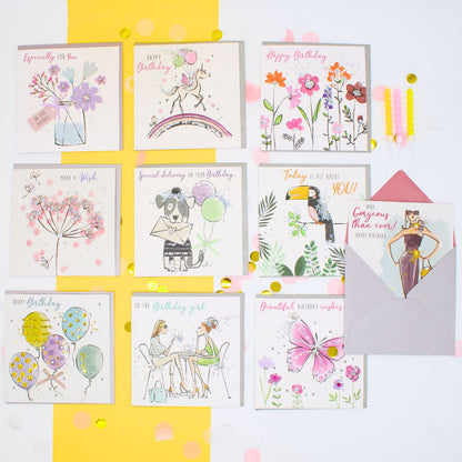 CARD 'N' MIX Sparkle Dust Assortment 6 Card Potluck Pick Cards for Birthdays