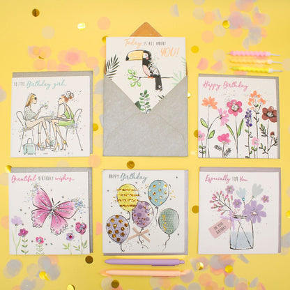 CARD 'N' MIX Sparkle Dust Assortment 6 Card Potluck Pick Cards for Birthdays