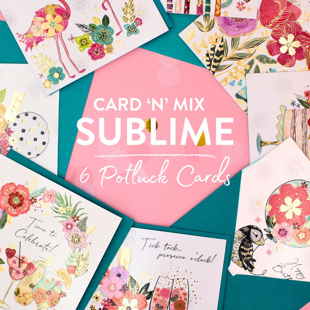 CARD 'N' MIX Sublime Assortment 6 Card Potluck Pick Cards for Birthdays