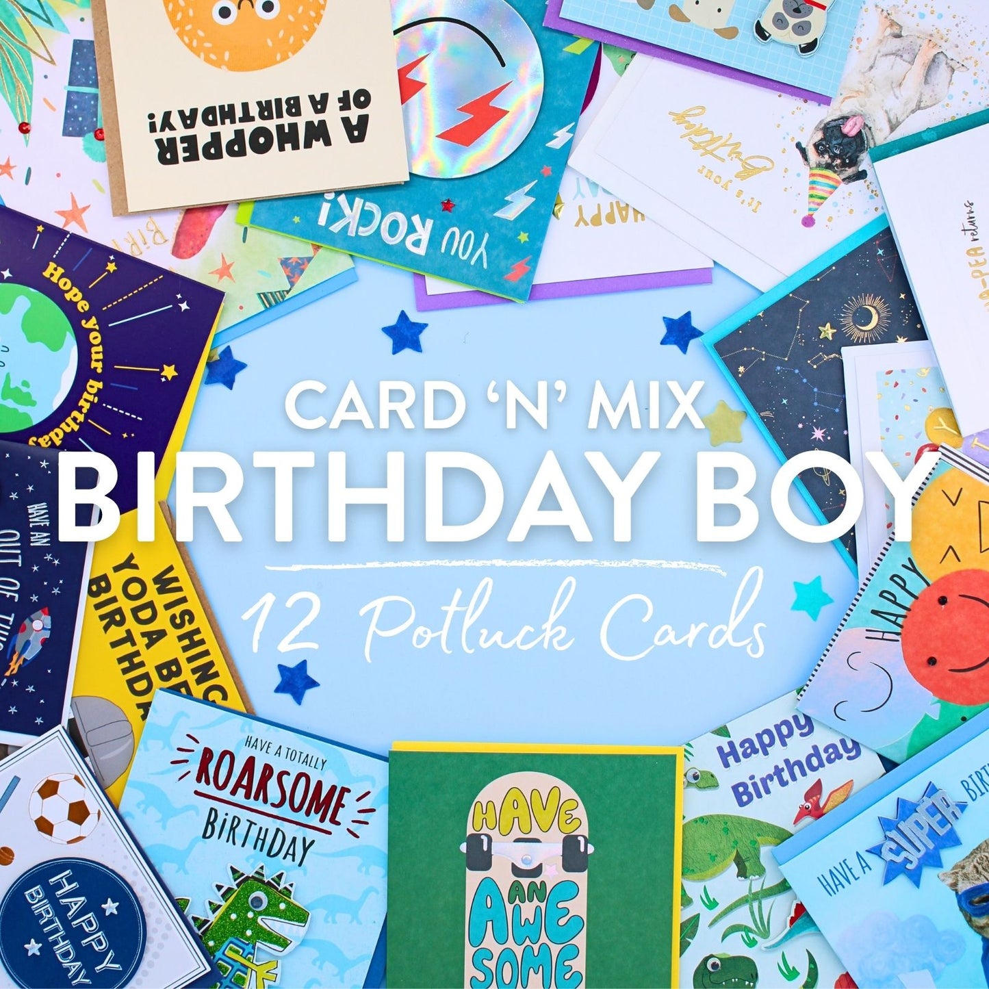 CARD'N'MIX Birthday Card Multipack Birthday Boy Variety Set 12 Card Assortment