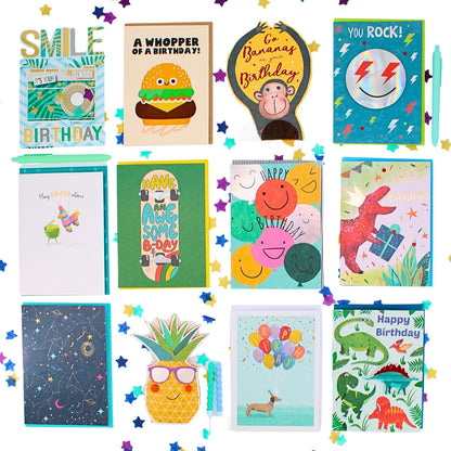 CARD'N'MIX Birthday Card Multipack Birthday Boy Variety Set 12 Card Assortment