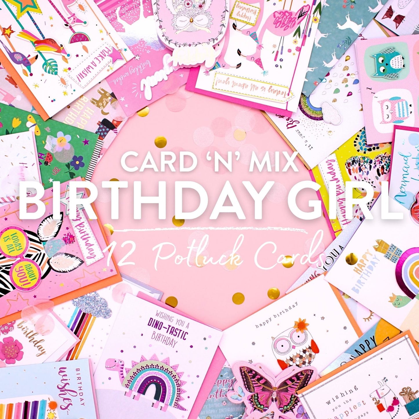CARD'N'MIX Birthday Card Multipack Birthday Girl Variety Set 12 Card Assortment