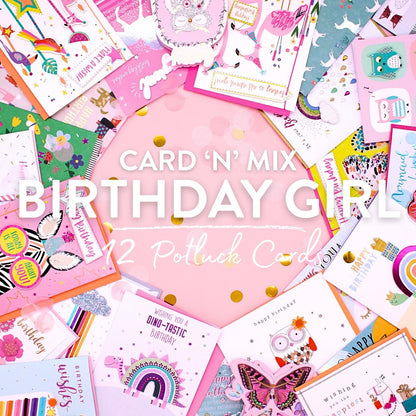 CARD'N'MIX Birthday Card Multipack Birthday Girl Variety Set 12 Card Assortment