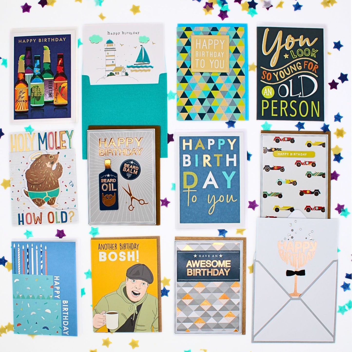 CARD'N'MIX Birthday Card Multipack Top Bloke Variety Set 12 Card Assortment