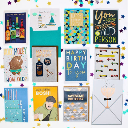 CARD'N'MIX Birthday Card Multipack Top Bloke Variety Set 12 Card Assortment