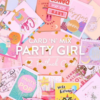 CARD'N'MIX Birthday Card Multipack Party Girl Variety Set 12 Card Assortment
