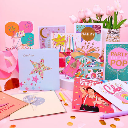 CARD'N'MIX Birthday Card Multipack Party Girl Variety Set 12 Card Assortment