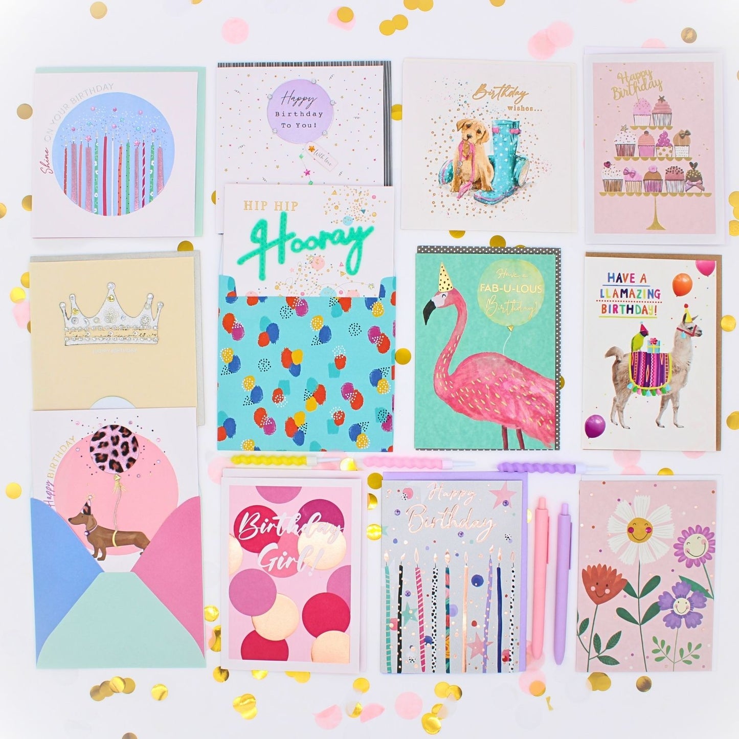 CARD'N'MIX Birthday Card Multipack Party Girl Variety Set 12 Card Assortment
