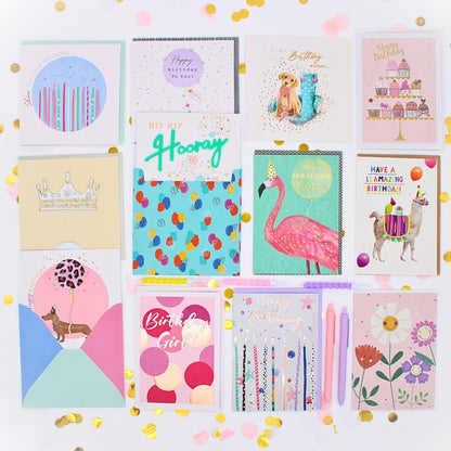 CARD'N'MIX Birthday Card Multipack Party Girl Variety Set 12 Card Assortment