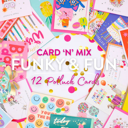 CARD'N'MIX Birthday Card Multipack Funky & Fun Variety Set 12 Card Assortment