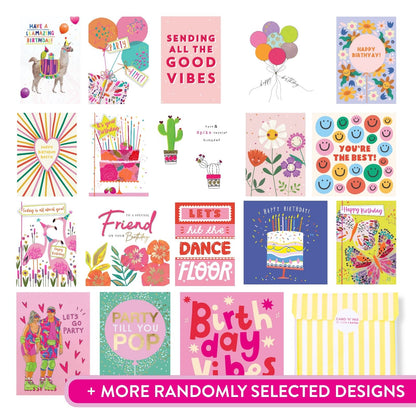 CARD'N'MIX Birthday Card Multipack Funky & Fun Variety Set 12 Card Assortment