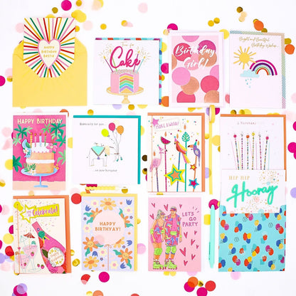 CARD'N'MIX Birthday Card Multipack Funky & Fun Variety Set 12 Card Assortment
