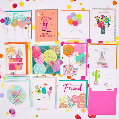 CARD'N'MIX Birthday Card Multipack Funky & Fun Variety Set 12 Card Assortment