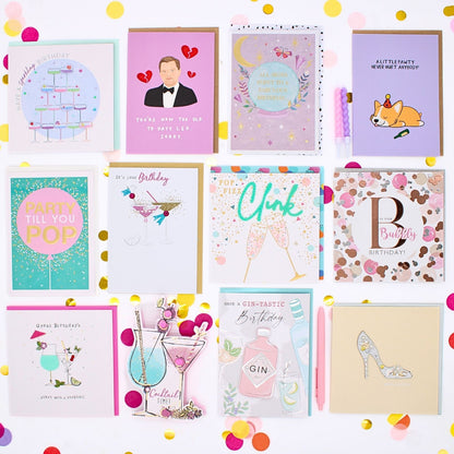 CARD'N'MIX Birthday Card Multipack Fizz & Fab Variety Set 12 Card Assortment