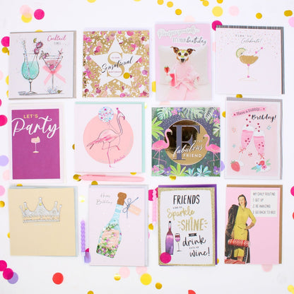 CARD'N'MIX Birthday Card Multipack Fizz & Fab Variety Set 12 Card Assortment