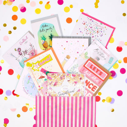CARD'N'MIX Birthday Card Multipack Fizz & Fab Variety Set 12 Card Assortment