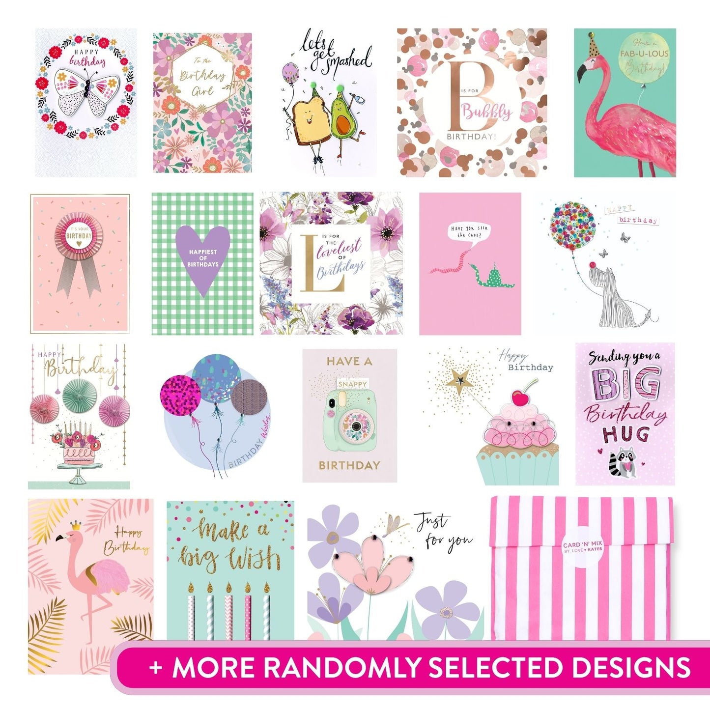 CARD'N'MIX Birthday Card Multipack Perfectly Pretty Variety 12 Card Assortment