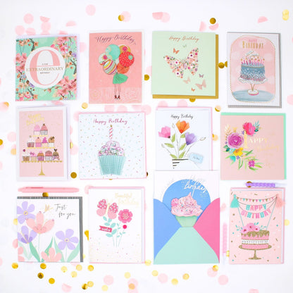 CARD'N'MIX Birthday Card Multipack Perfectly Pretty Variety 12 Card Assortment