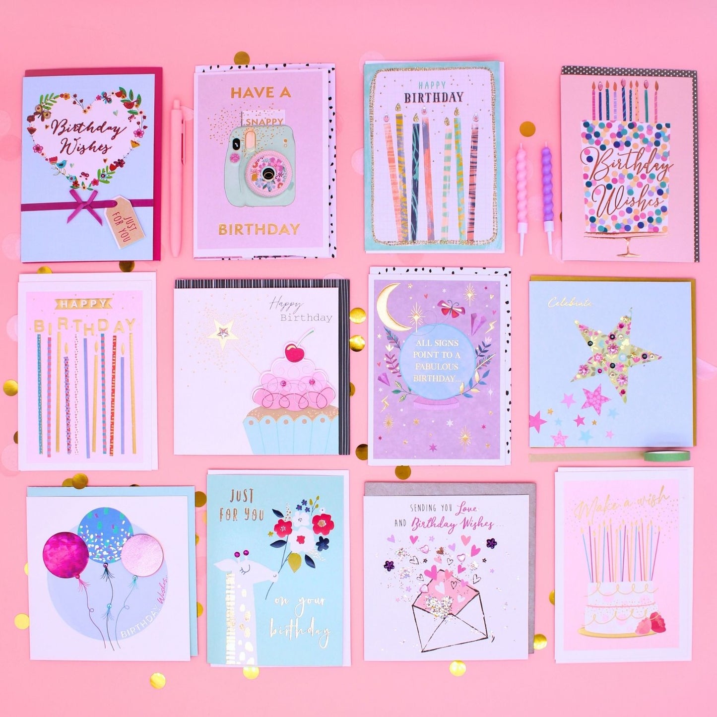CARD'N'MIX Birthday Card Multipack Perfectly Pretty Variety 12 Card Assortment