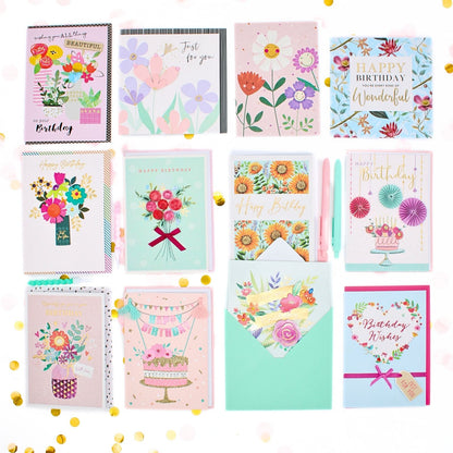 CARD'N'MIX Birthday Card Multipack Blooming Gorgeous Variety 12 Card Assortment