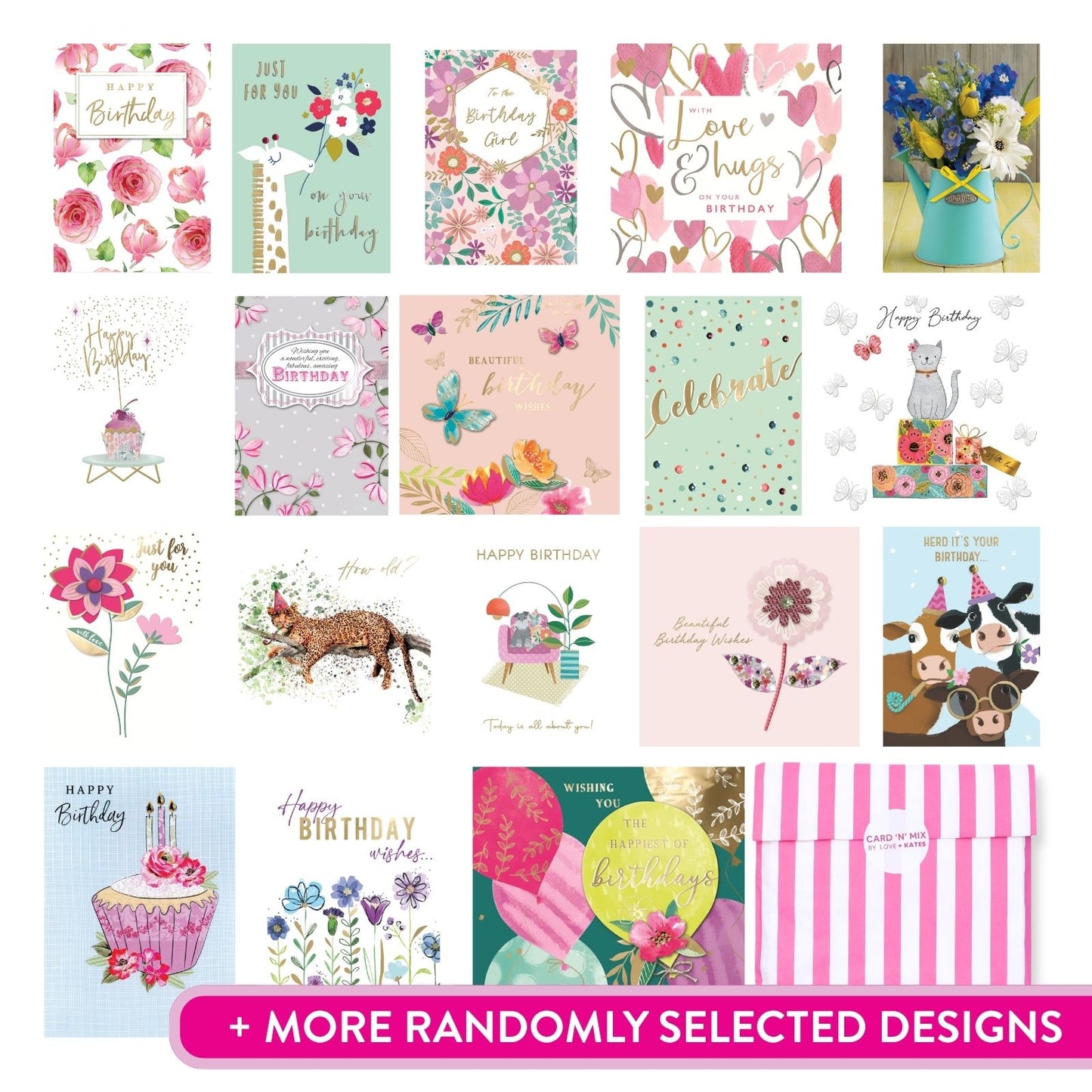 CARD'N'MIX Birthday Card Multipack Lovely You Variety Set 12 Card Assortment