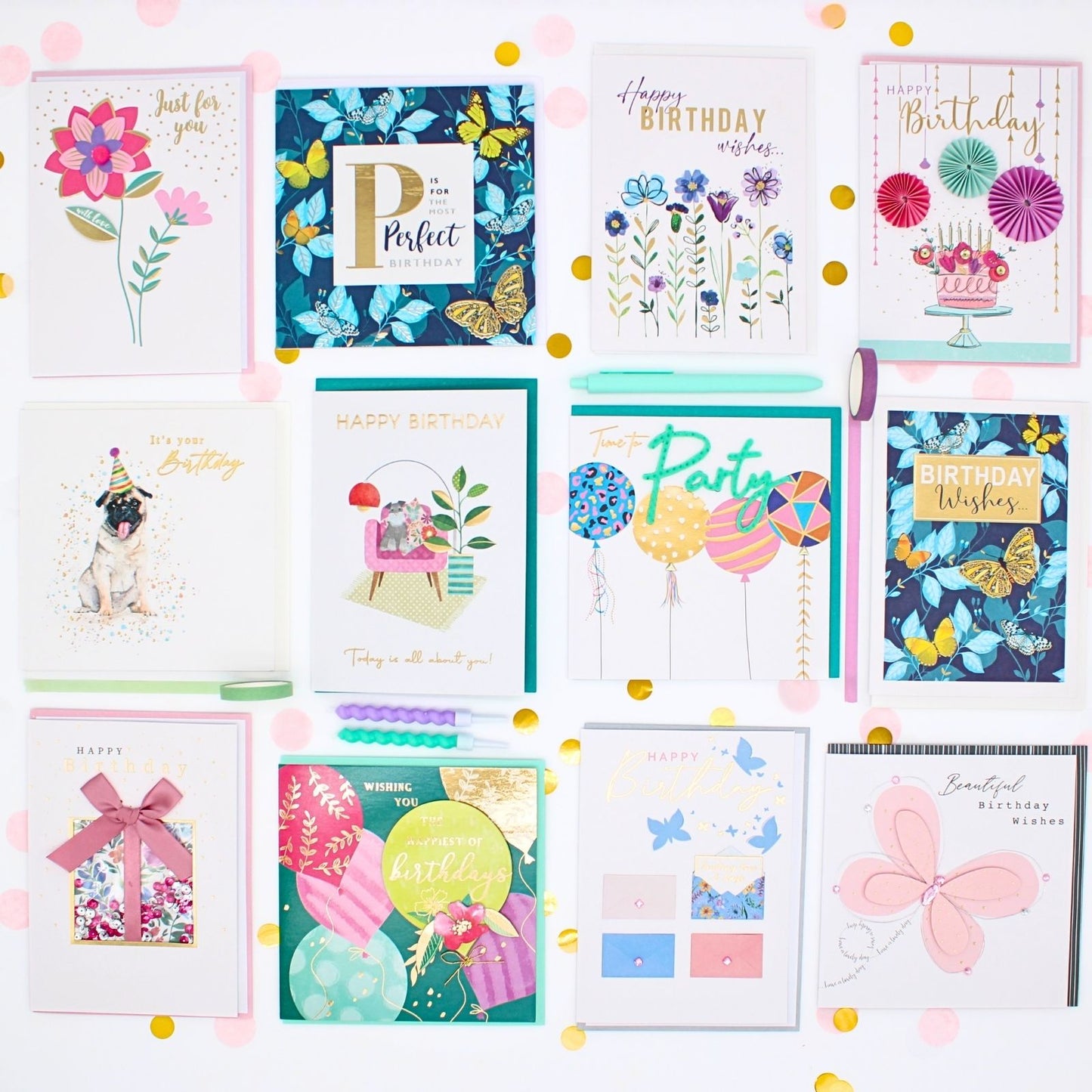 CARD'N'MIX Birthday Card Multipack Lovely You Variety Set 12 Card Assortment