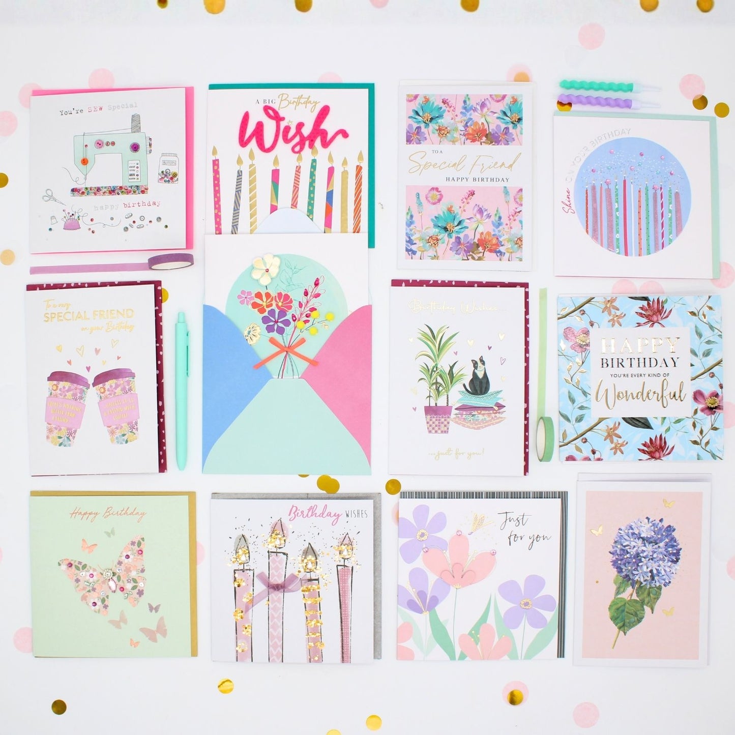 CARD'N'MIX Birthday Card Multipack Lovely You Variety Set 12 Card Assortment