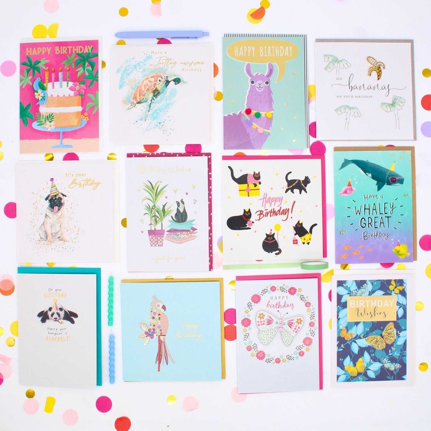 CARD'N'MIX Birthday Card Multipack Wild At Heart Variety Set 12 Card Assortment