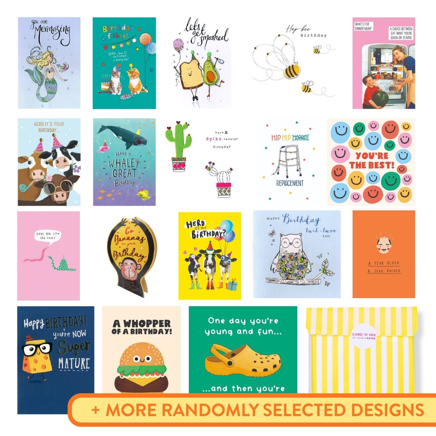 CARD'N'MIX Birthday Card Multipack Pun Lover Variety Set 12 Card Assortment