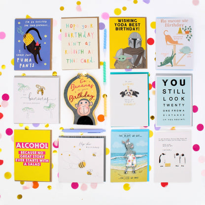 CARD'N'MIX Birthday Card Multipack Pun Lover Variety Set 12 Card Assortment