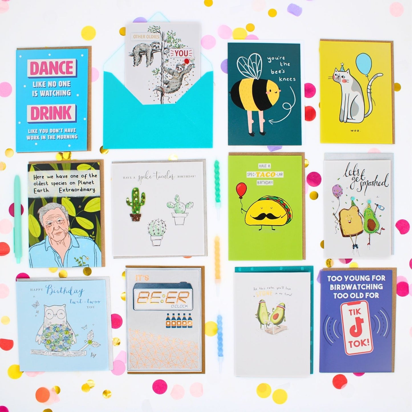 CARD'N'MIX Birthday Card Multipack Pun Lover Variety Set 12 Card Assortment
