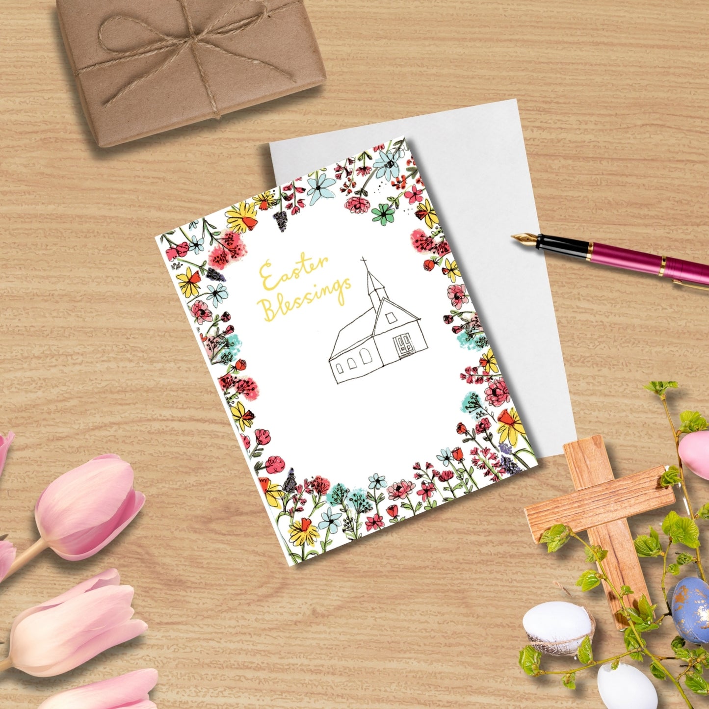 Pack of 4 Easter Blessings Mini Happy Easter Greeting Cards