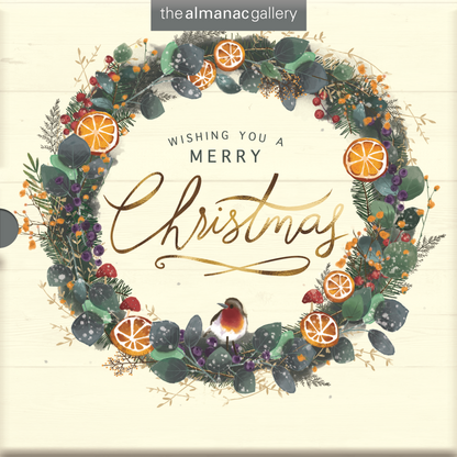 Box of 16 Almanac Christmas Tree & Wreath Artistic Christmas Cards