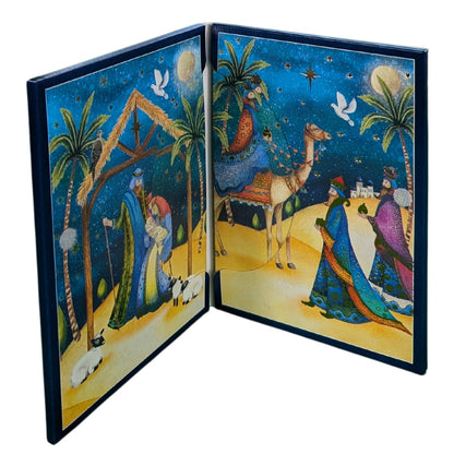 Box Of 8 Paper House Shiny Nativity Religious Christmas Cards In 2 Designs