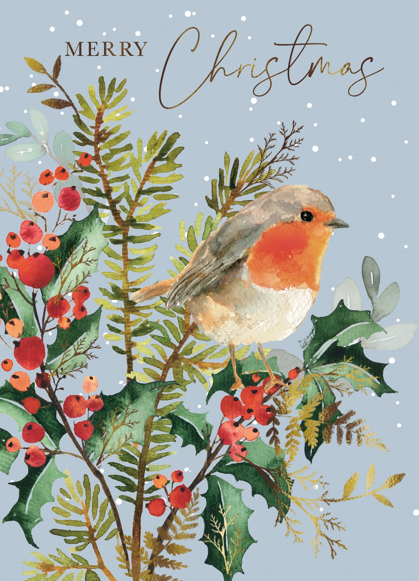 Box Of 8 Paper House Robin-Tastic Xmas Blooms Christmas Cards In 2 Designs