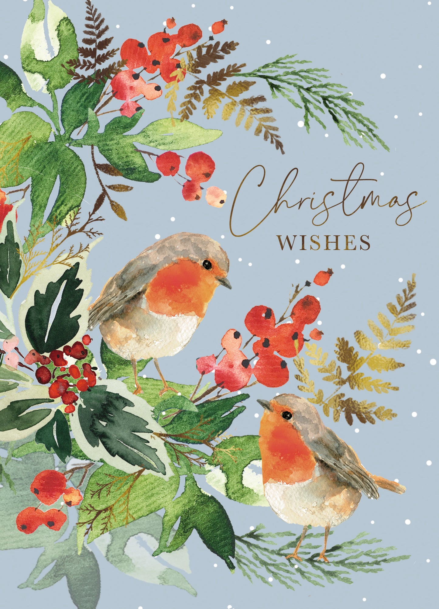 Box Of 8 Paper House Robin-Tastic Xmas Blooms Christmas Cards In 2 Designs