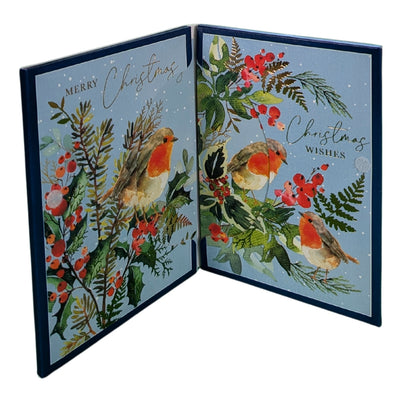 Box Of 8 Paper House Robin-Tastic Xmas Blooms Christmas Cards In 2 Designs