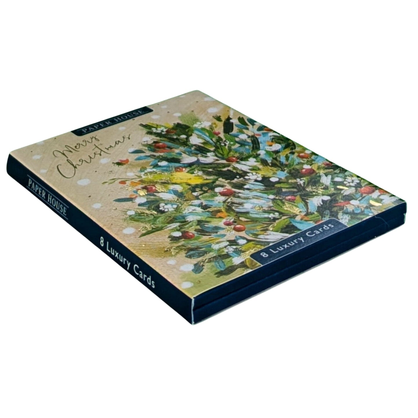 Box Of 8 Paper House Snowy Floral Artistic Christmas Cards In 2 Designs