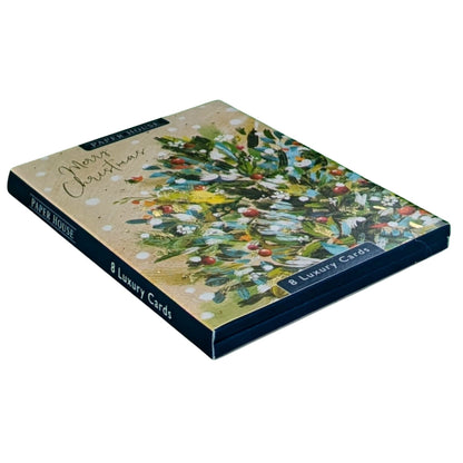 Box Of 8 Paper House Snowy Floral Artistic Christmas Cards In 2 Designs