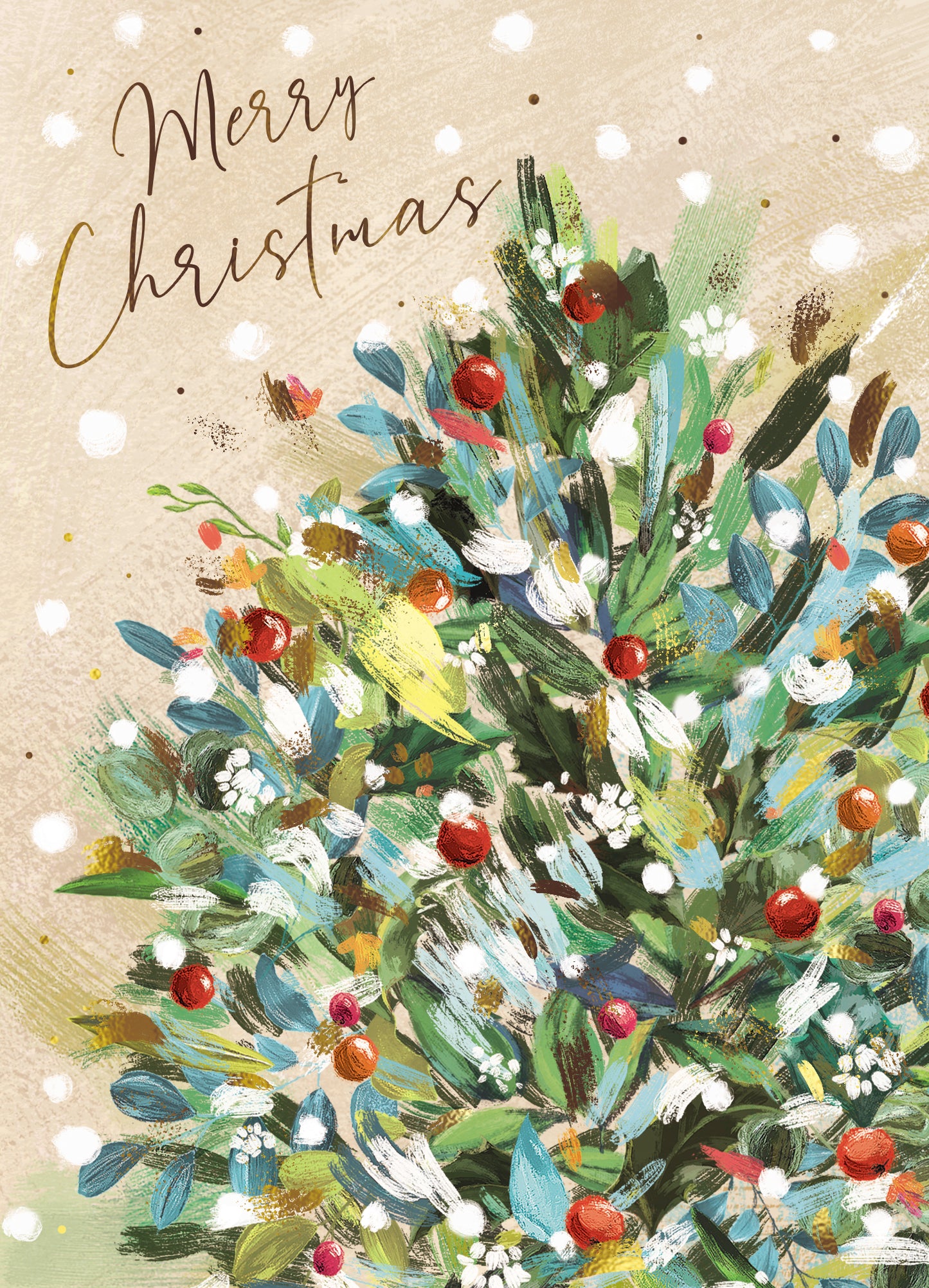 Box Of 8 Paper House Snowy Floral Artistic Christmas Cards In 2 Designs