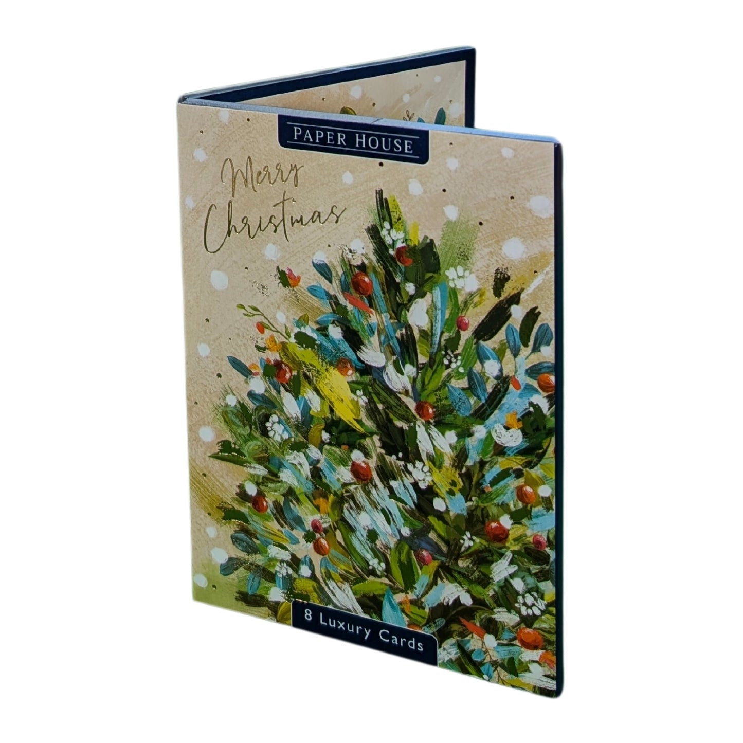 Box Of 8 Paper House Snowy Floral Artistic Christmas Cards In 2 Designs