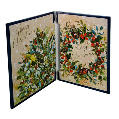 Box Of 8 Paper House Snowy Floral Artistic Christmas Cards In 2 Designs